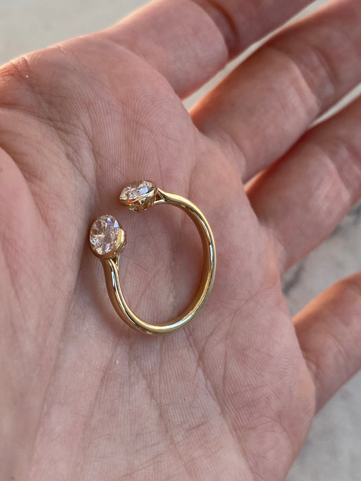 14K Gold Open 1.39 TCW Oval Lab Diamond Ring
