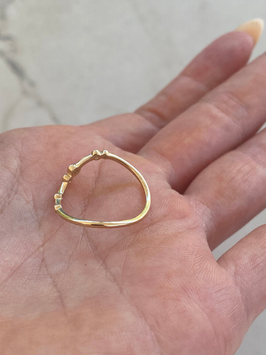 14K Gold Curved Lab Diamond Station Band Ring