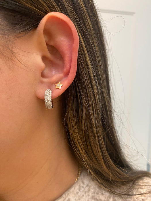 Platinum 950 1 carat triple row diamond hoop earrings