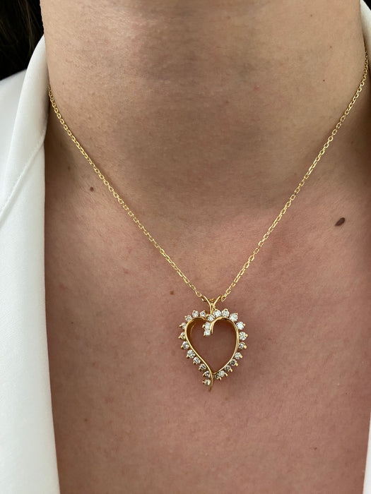 14k diamond heart pendant