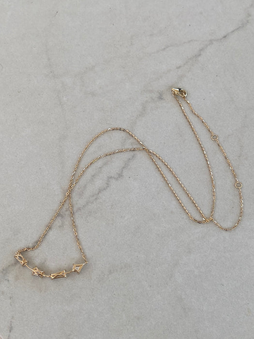 14K 1.05 TCW Curved Bar Necklace with Multi-Cut Lab Diamonds