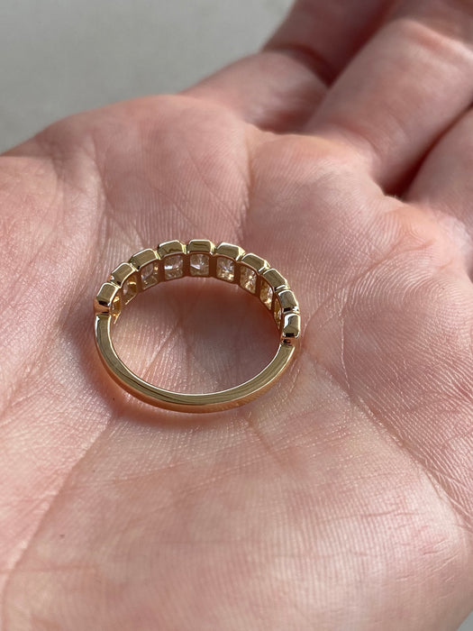 14K Gold Bezel Set Radiant Cut Lab Diamond Band Ring