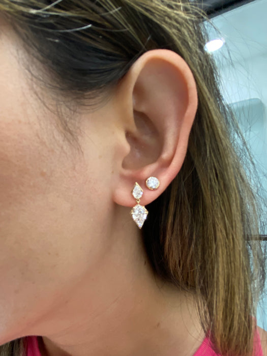 14K Gold Pear Step-Cut 2.7 Carat Lab Diamond Drop Earrings
