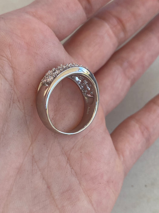 Vintage Platinum 900 Natural Princess Cut Diamond Ring
