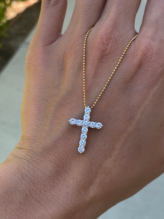 Vintage Platinum 900 1 Carat Diamond Cross Pendant