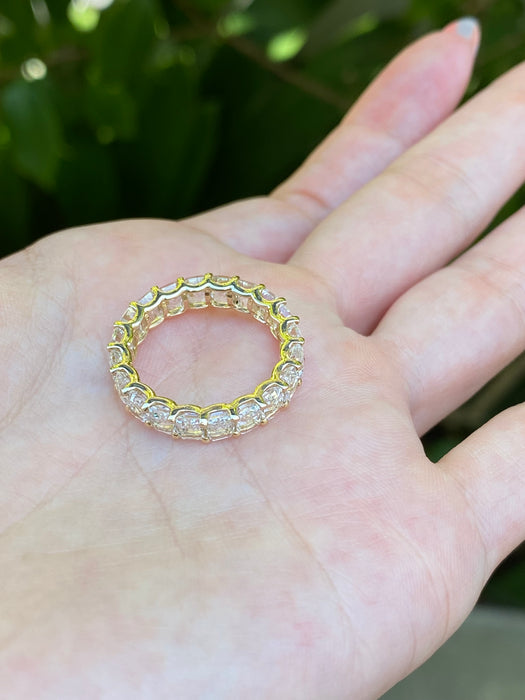 14k white topaz emerald cut eternity ring size 6.5