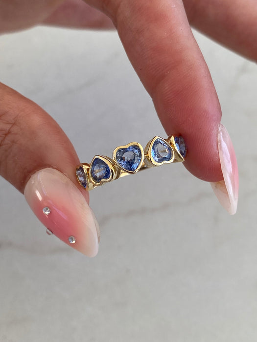 14K Gold Blue Sapphire Heart Ring Size 6.5
