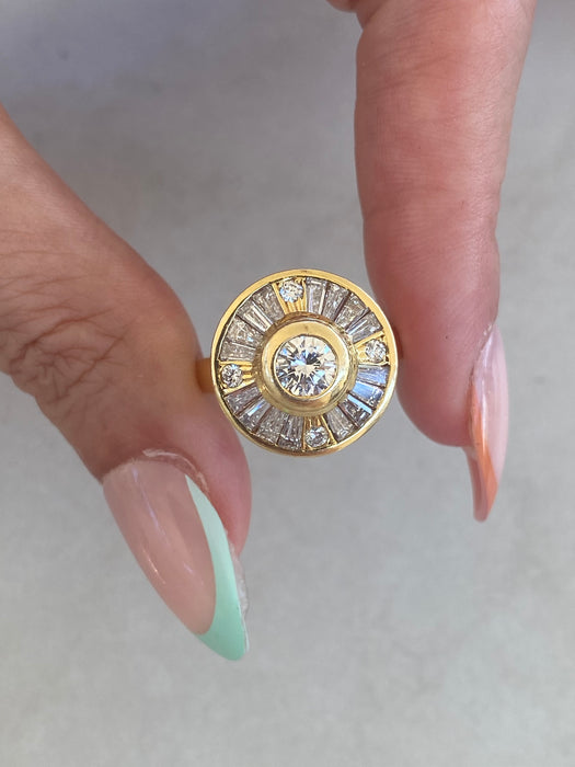 Vintage 18K Diamond Disc Ring