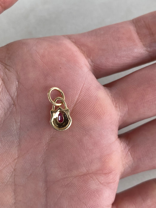 14K Gold Bezel-Set Pear Gemstone Shield Pendants