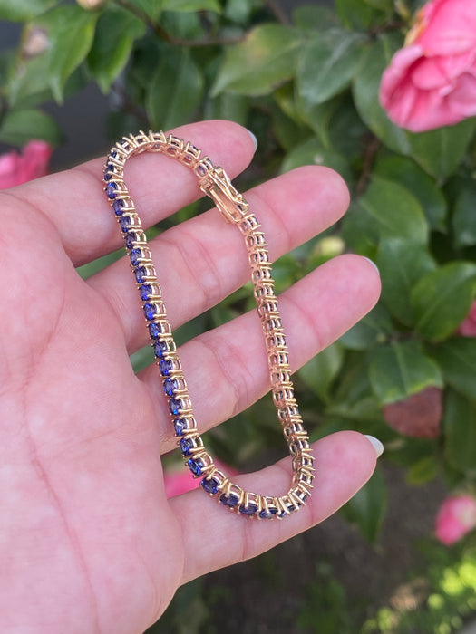 14k blue sapphire tennis bracelet