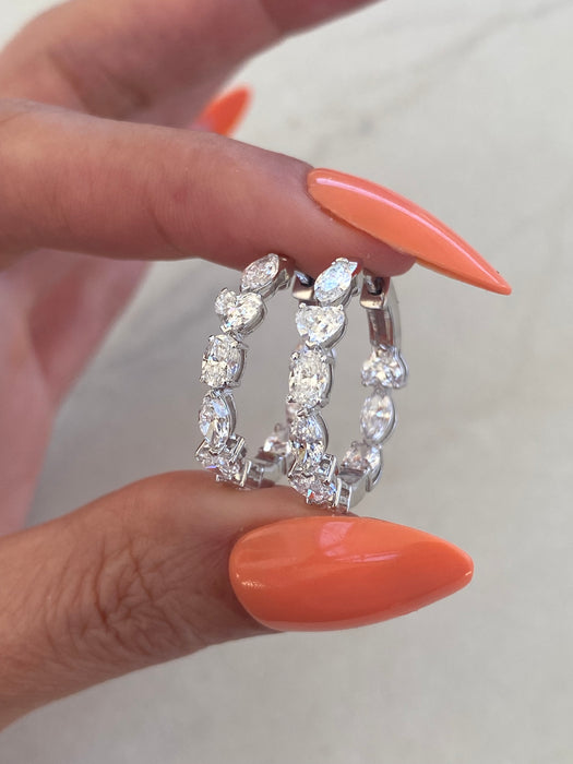 14K White Gold Inside-Out Lab Diamond Hoop Earrings – 3.60 CTW
