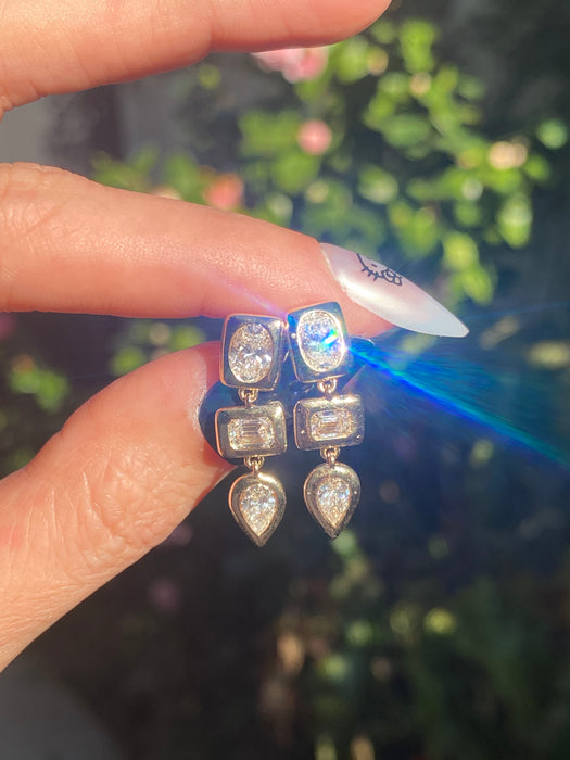 14k 2 carat chunky fancy shape lab diamond earrings