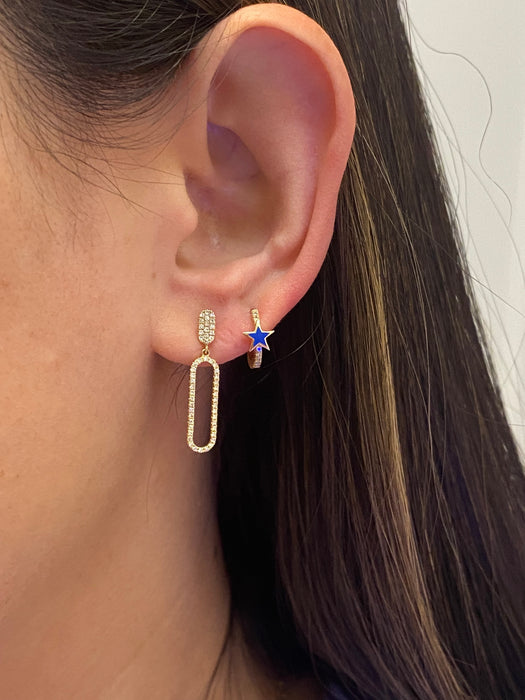 14k diamond paperclip earrings