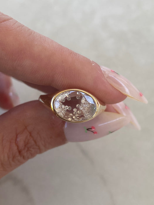 14K East-West Oval Lab Sapphire Ring with Floating Lab Diamonds