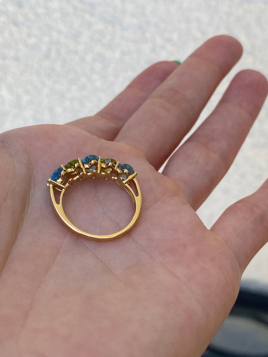18k topaz and peridot heart ring size 6.75