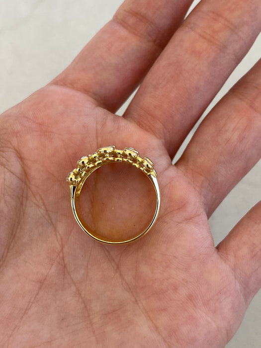 Vintage 18K Gold Five-Row Diamond Bezel Ring