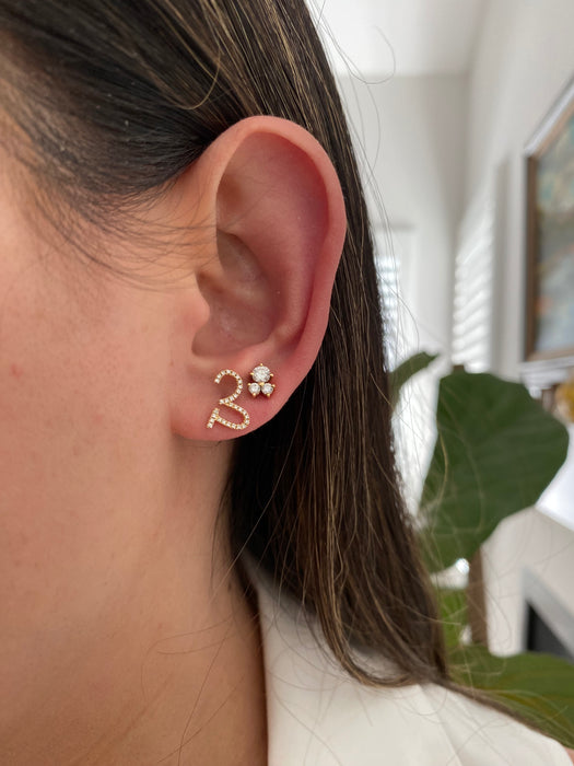 14k single earring diamond letter initial stud