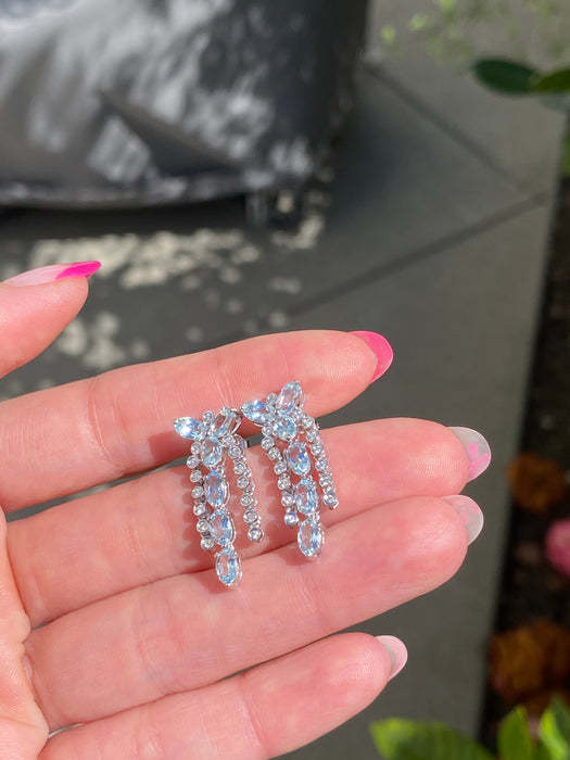 18k white gold aquamarine and diamond earrings