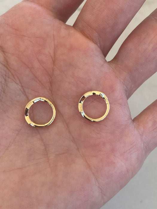 14K Argyle Lab Diamond Huggies
