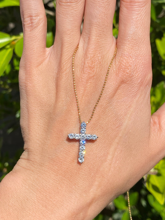Vintage Platinum 900 1 Carat Diamond Cross Pendant