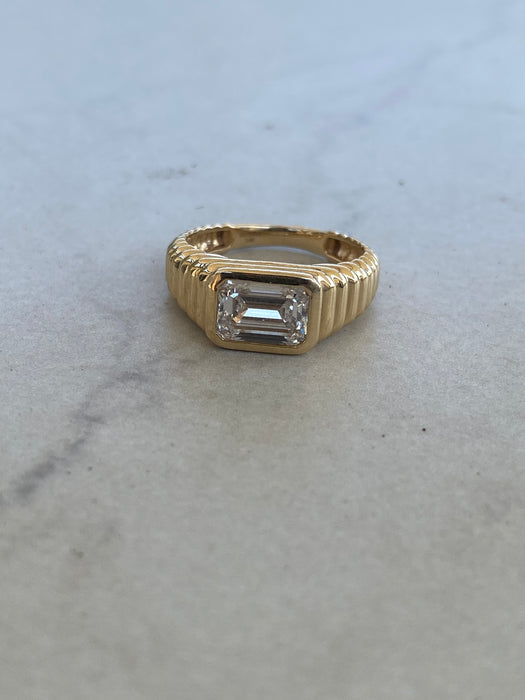 14K Gold IGI Certified 2 Carat Emerald Cut Lab Diamond Ring