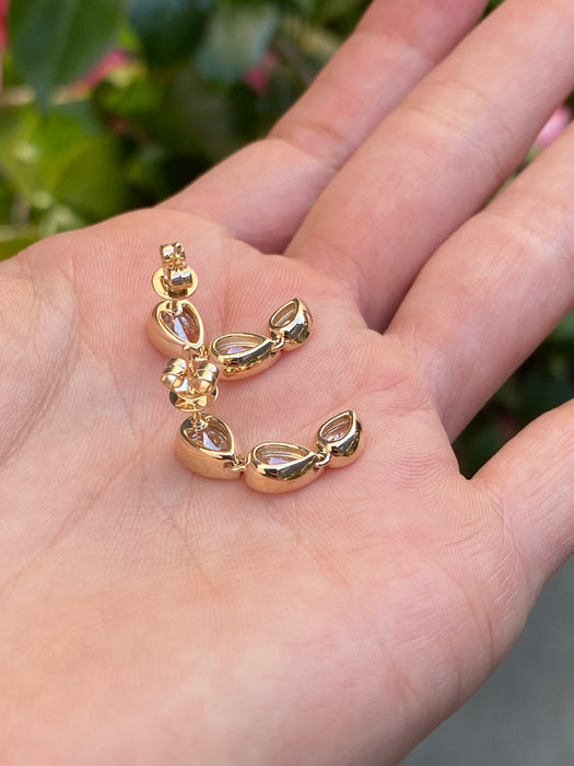 14k bezel set 3.3 carat lab diamond pear earrings