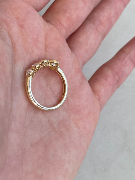 14K Gold Four Pear Partial Bezel Lab Diamond Ring