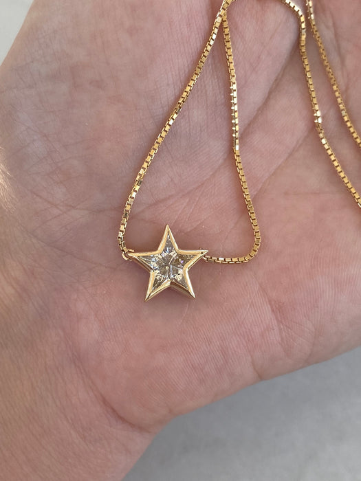Vintage 18K Kite-Cut Diamond Star Necklace