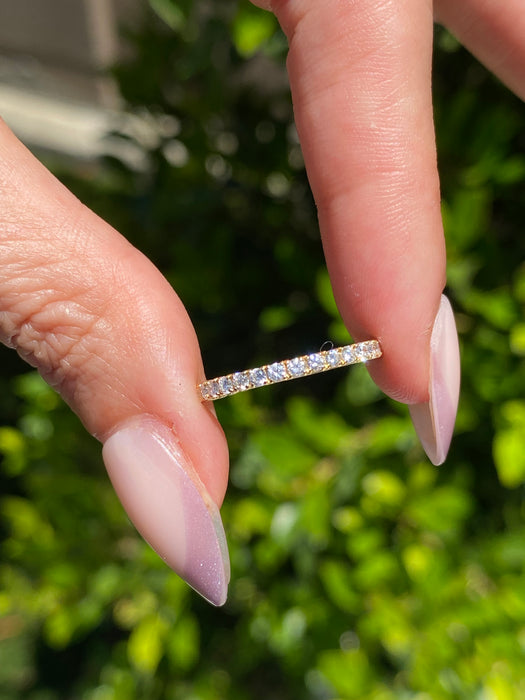 Vintage 18K Gold Natural Diamond 3/4 Eternity Ring
