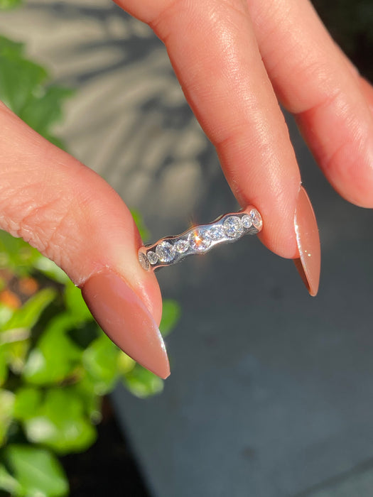 Vintage Platinum 850 Bezel Set Diamond Ring | 0.81 TCW Natural Flush Set Diamonds
