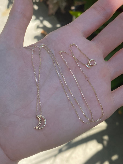 14k diamond moon necklace