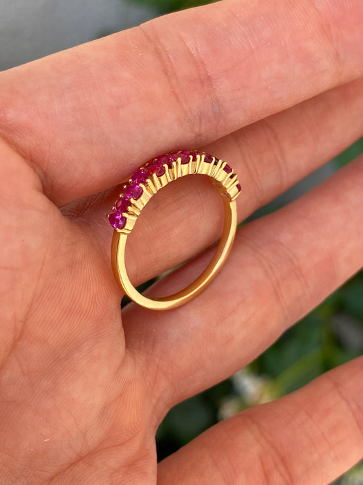 14k Gold Half Eternity Pear Ruby Ring