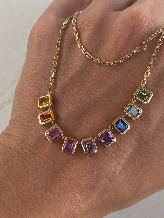 14K 4.6 Carat Rainbow Sapphire Necklace