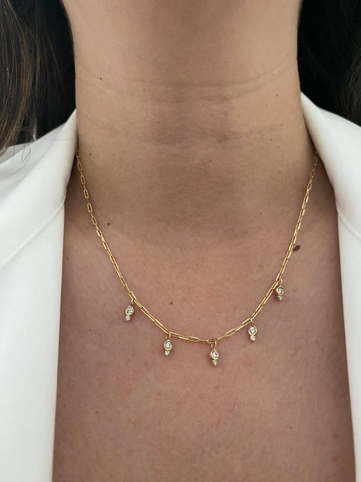 14k diamond paperclip necklace