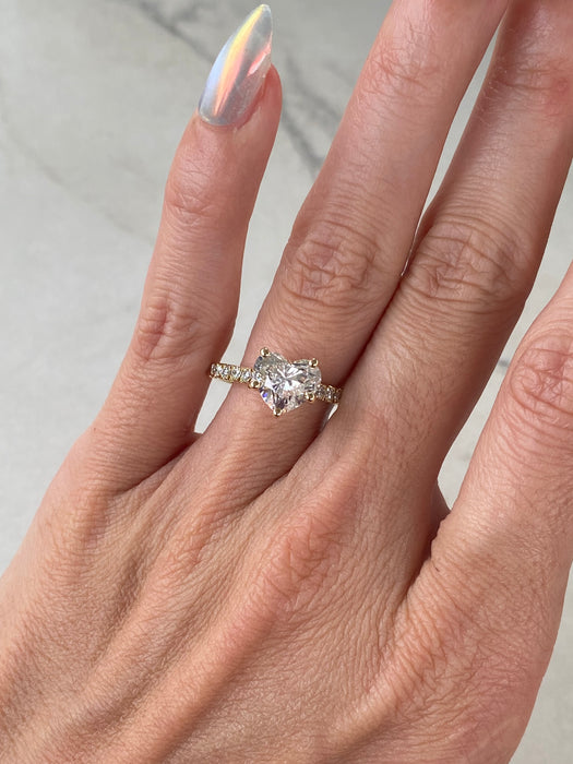 14K Gold Heart-Shaped Lab Diamond Ring- 2.54 TCW