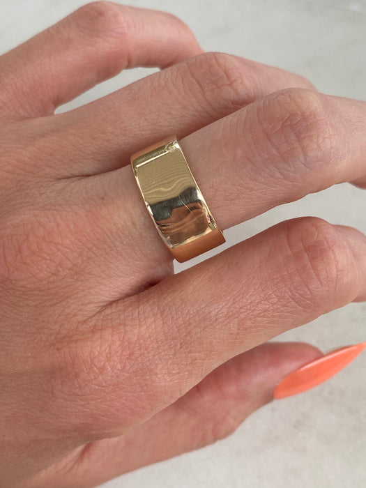 14K Gold Ruby, Emerald & Sapphire Cigar Ring Size 6.75