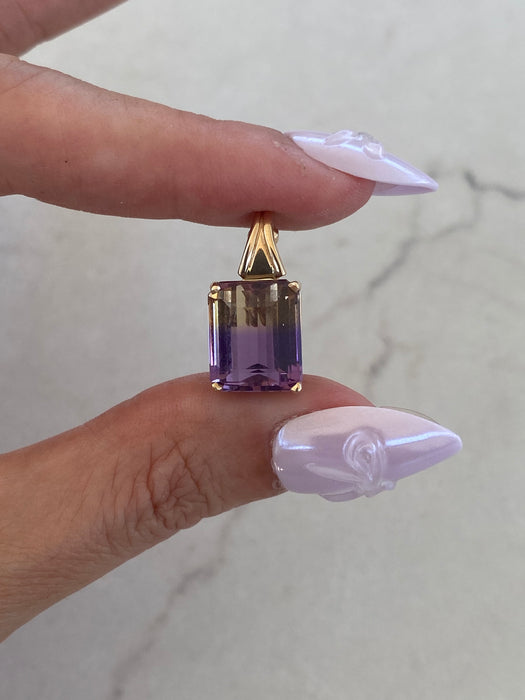 Vintage 14K Gold Ametrine Pendant- 6 Carat