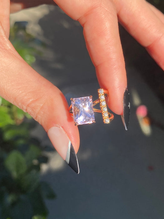 18k rose gold Kunzite diamond ring size 5.25