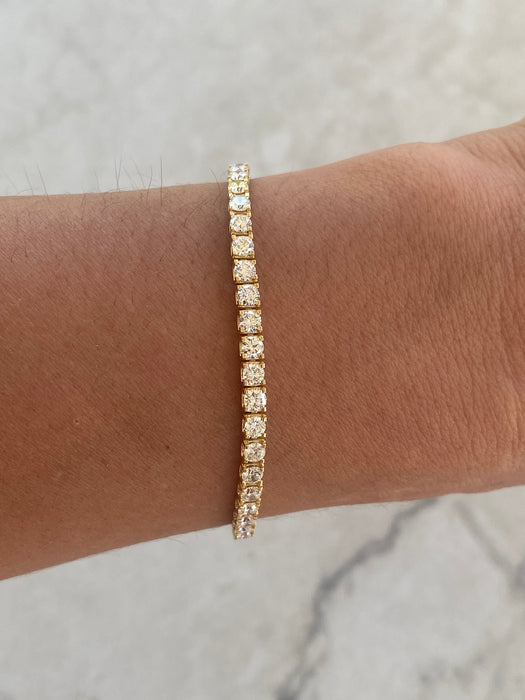18K Gold 4 Carat Natural Diamond Tennis Bracelet