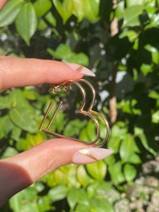 14k heart hoop earrings