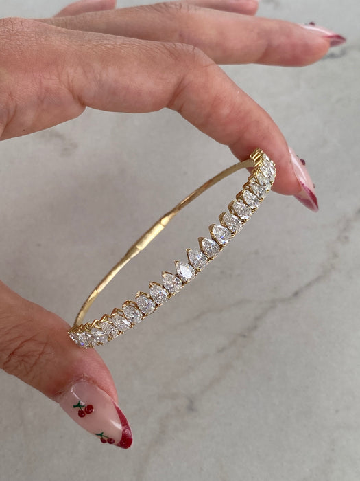 14K Flexible Pear Lab Diamond Bangle Bracelet – 5 CTW