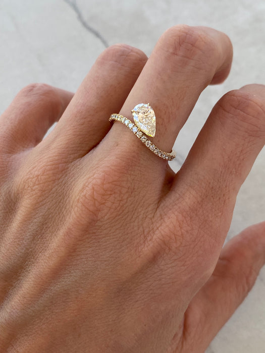 14K Wavy Pear Lab Diamond Ring — 1.27 TCW