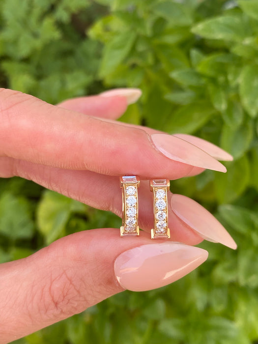 14k Gold Lab Diamond Huggie Earrings