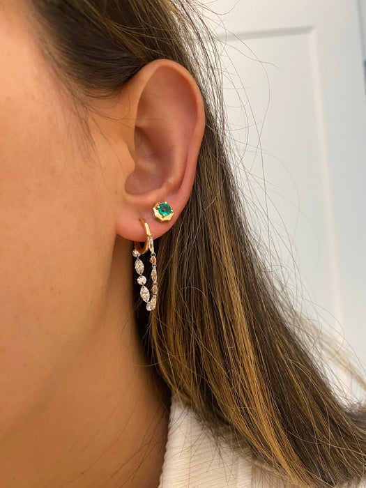 14K Gold Drilled Diamond Huggie Earrings – 3 CTW Lab-Grown Diamonds