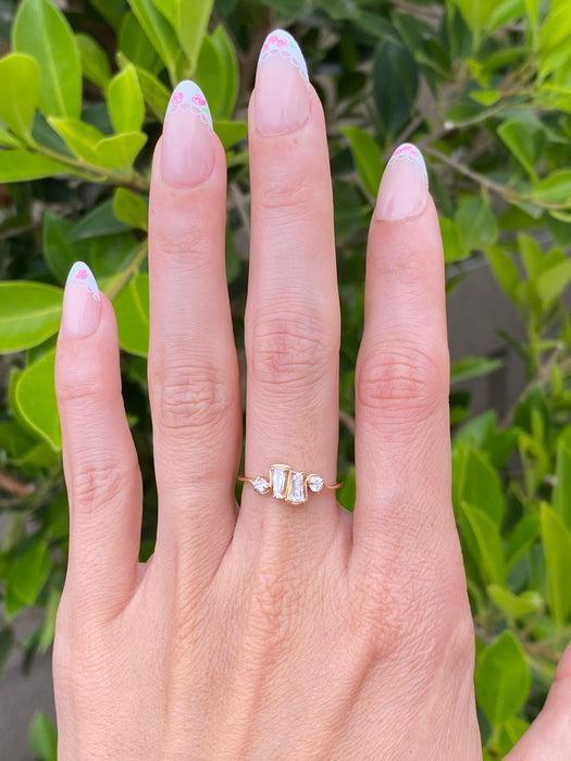 14K Squiggle Baguette Lab Diamond Ring
