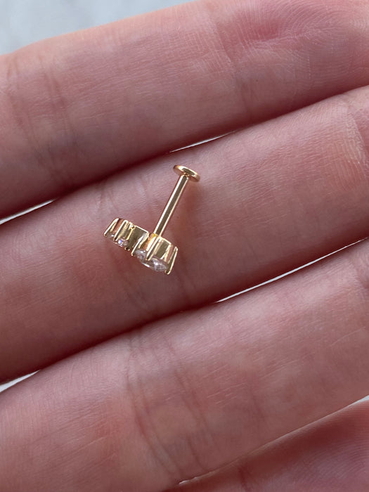 14K Gold Lab Diamond Double Round Flat Back Stud Earring – Single