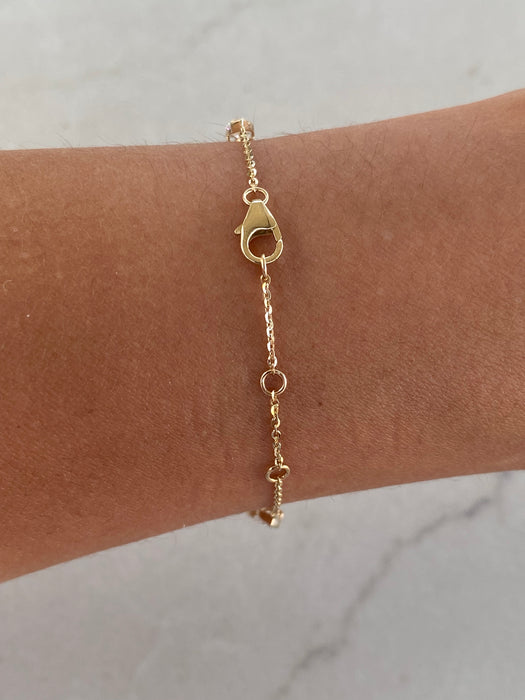 14K Gold 2.6 TCW Lab Diamond Marquise Station Bracelet