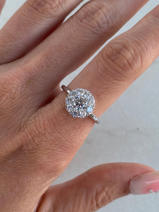 14K White Gold Lab Diamond Halo Ring