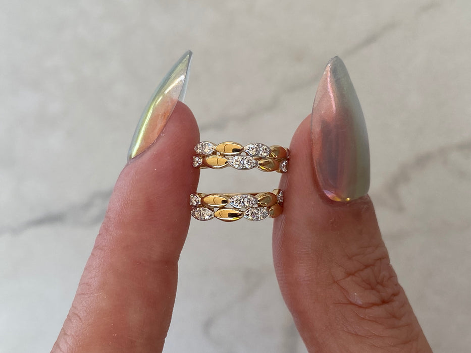 14K Natural Diamond Marquise Huggies
