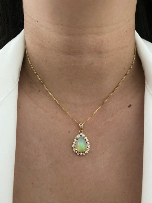 14k opal diamond pendant